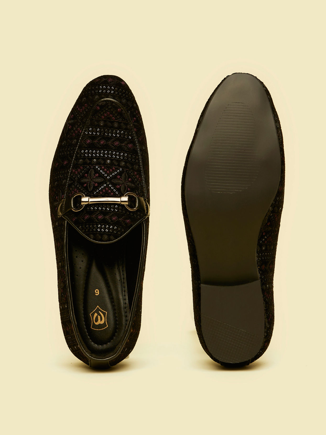 Manyavar Men Velvety Black Festive Shoe