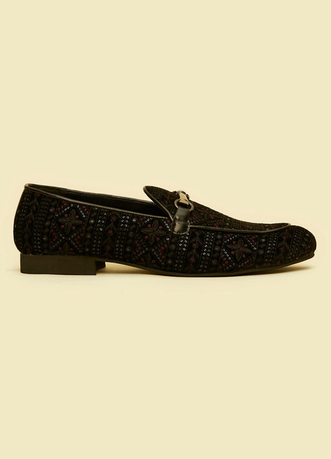 Manyavar Men Velvety Black Festive Shoe