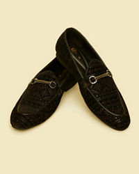 Manyavar Men Velvety Black Festive Shoe
