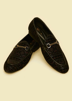 Manyavar Men Velvety Black Festive Jooti