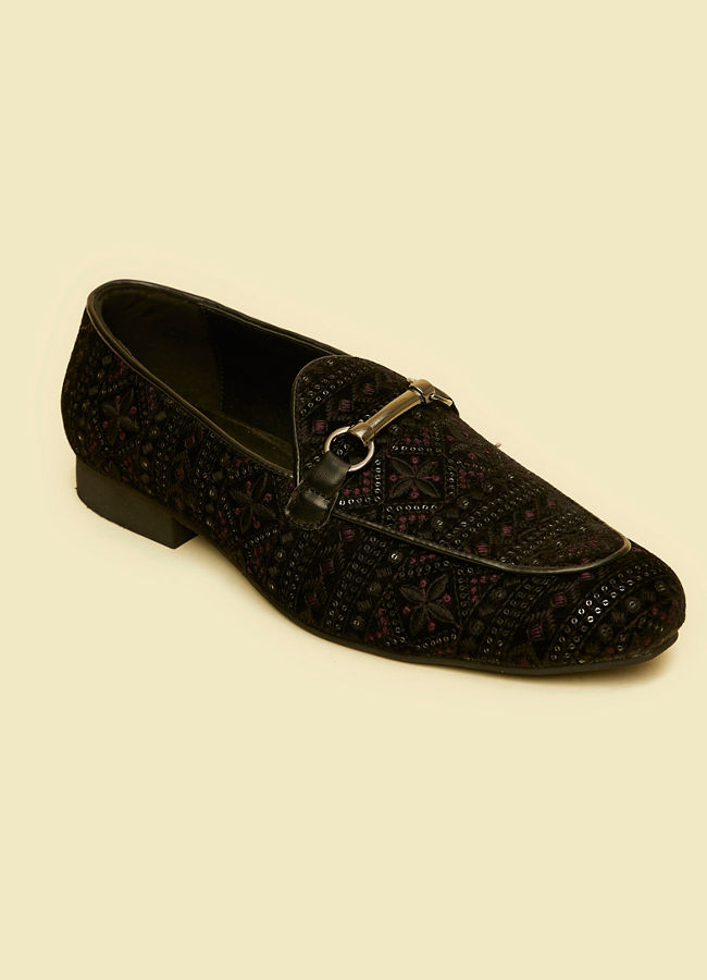 Manyavar Men Velvety Black Festive Shoe