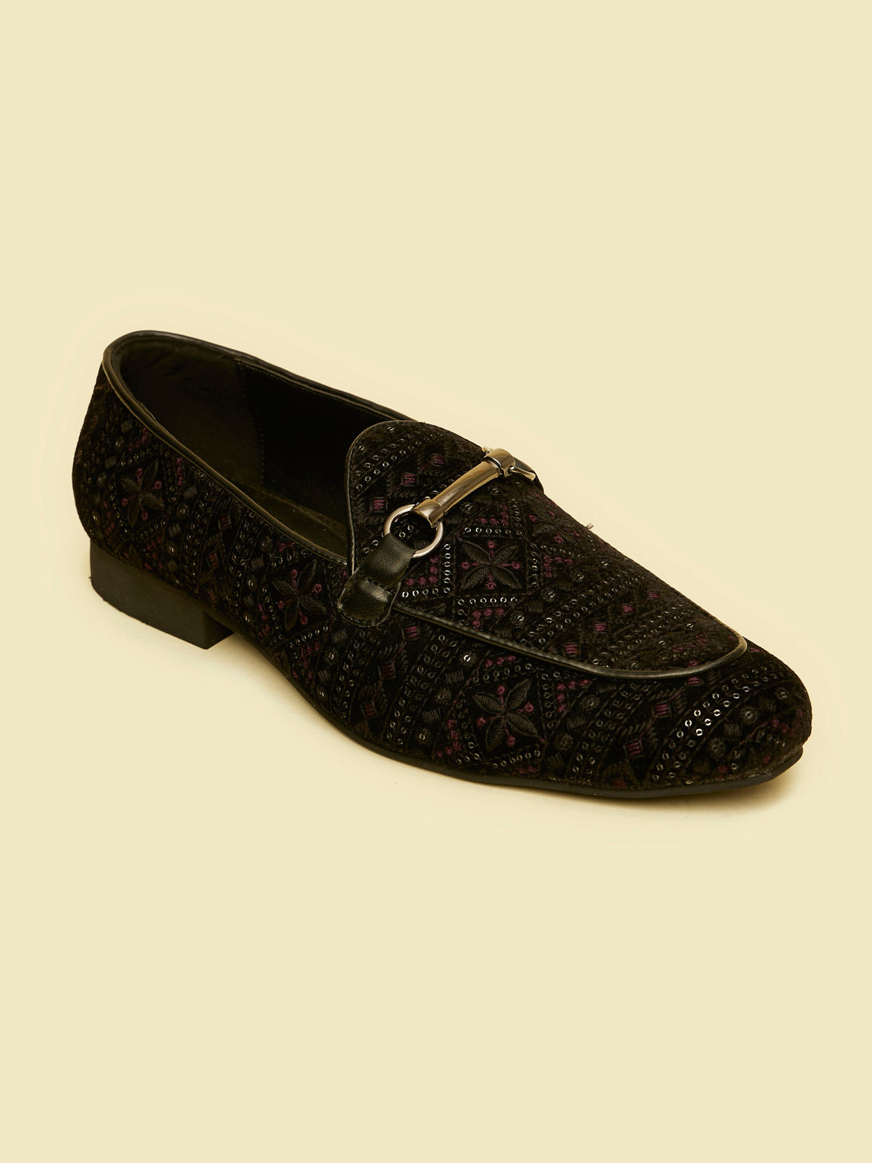 Manyavar Men Velvety Black Festive Shoe