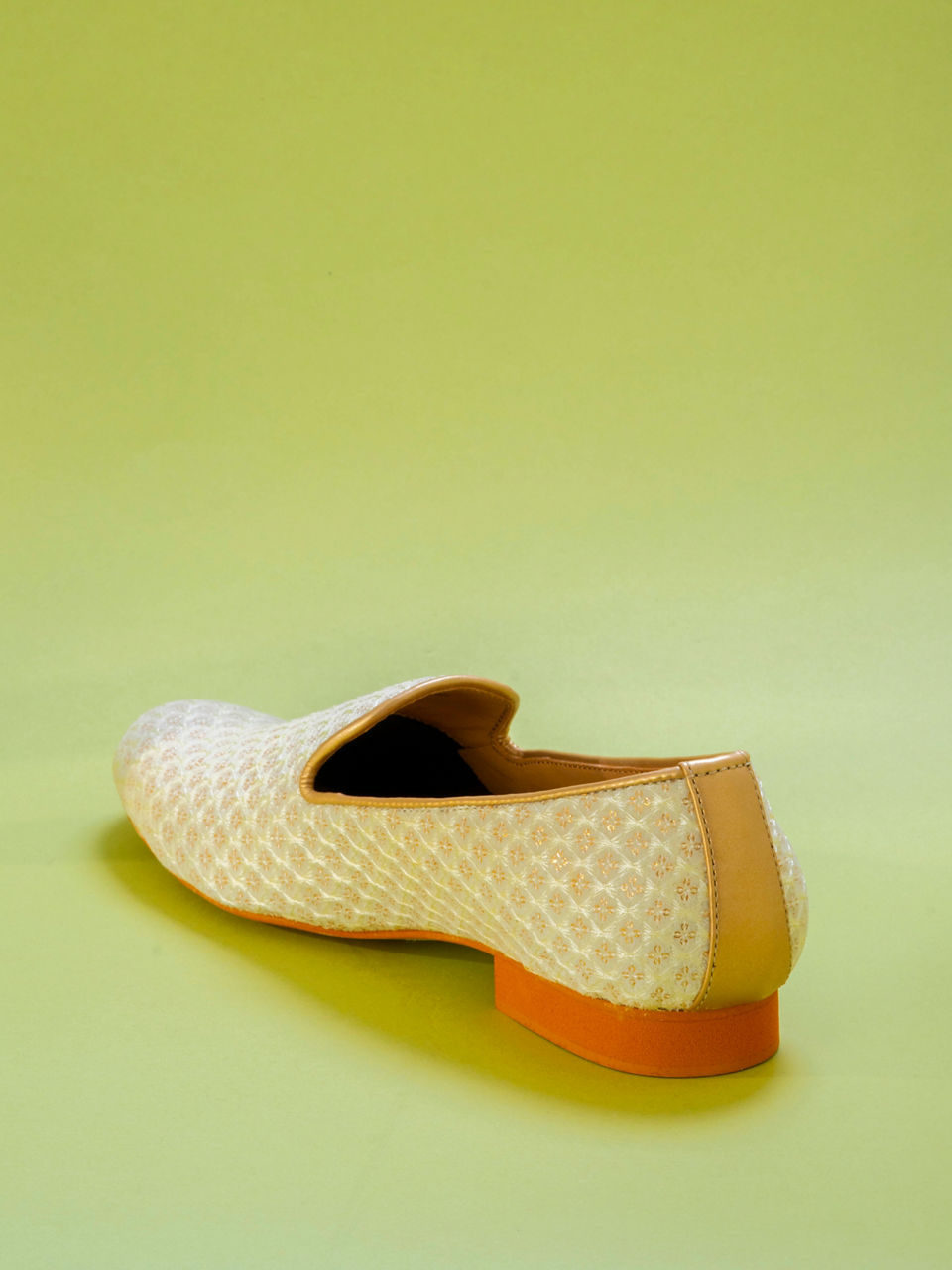 Manyavar Men Elegant Velvet Cream Shoe