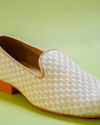 Manyavar Men Elegant Velvet Cream Shoe