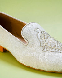 Manyavar Men White Brocade Shoe