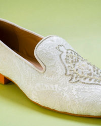 Manyavar Men White Brocade Shoe
