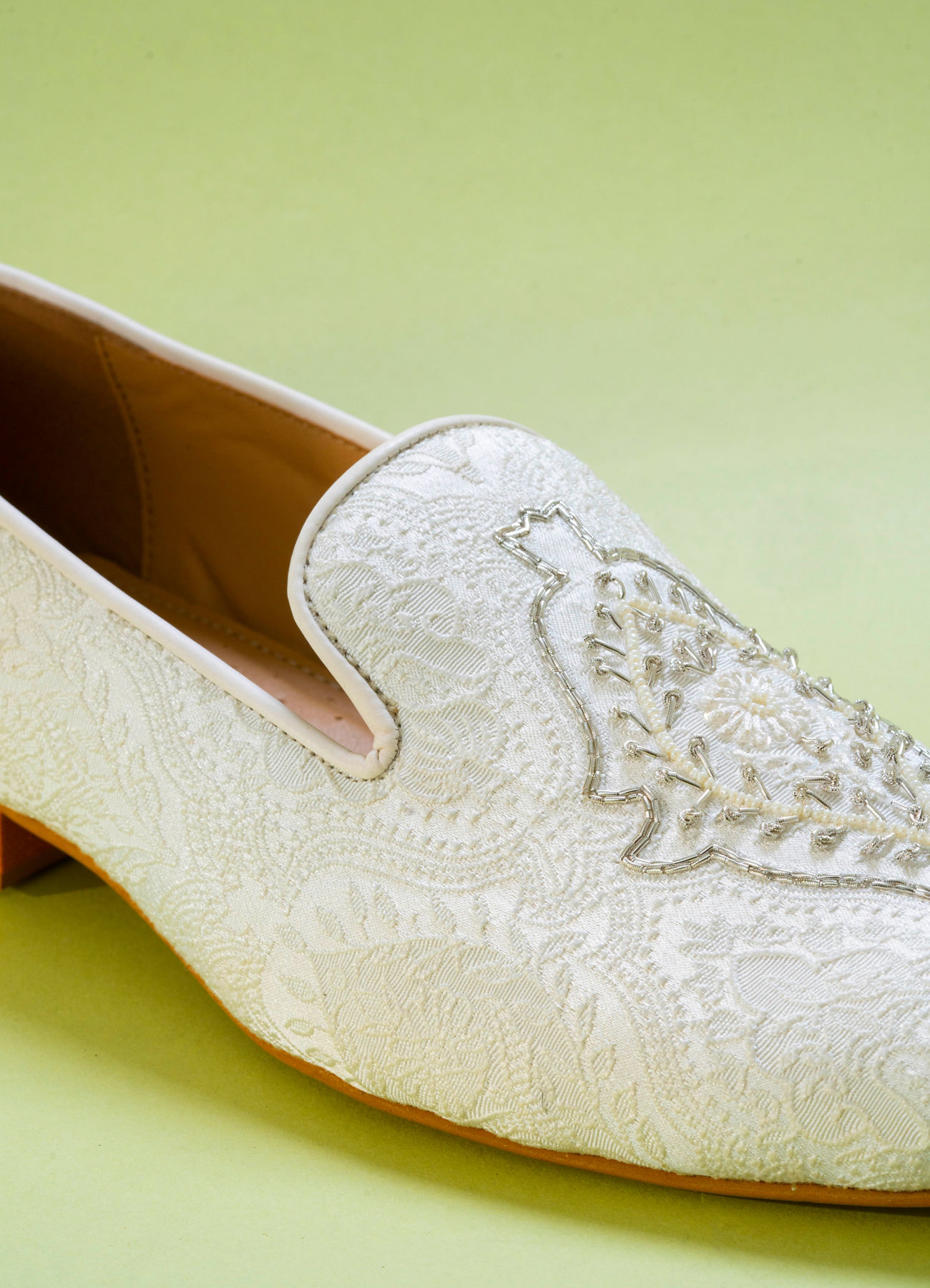 Manyavar Men White Brocade Shoe