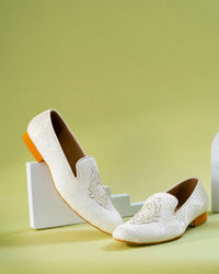 Manyavar Men White Brocade Shoe