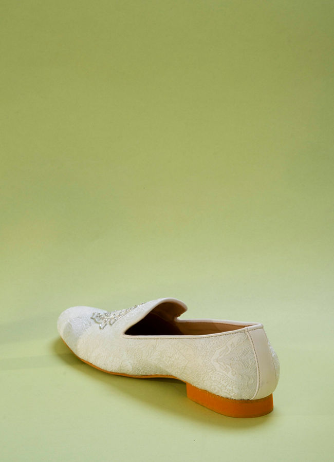 Manyavar Men White Brocade Shoe