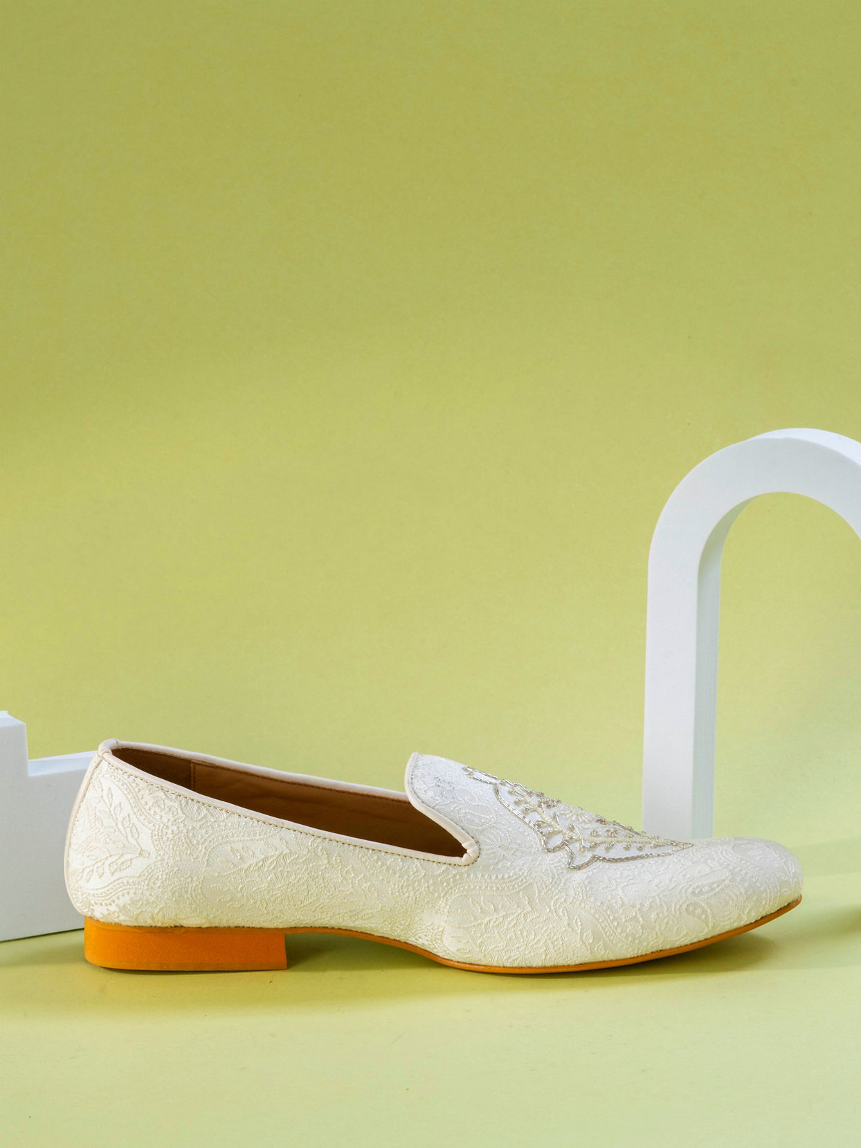 Manyavar Men White Brocade Shoe