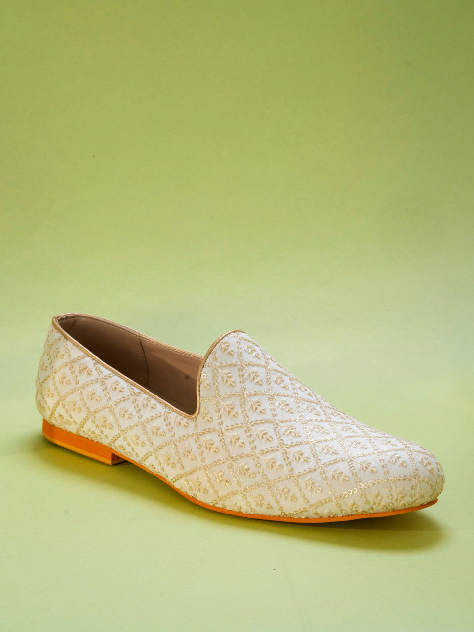 Manyavar Men Warm White Georgette Shoe
