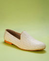 Manyavar Men Warm White Georgette Shoe