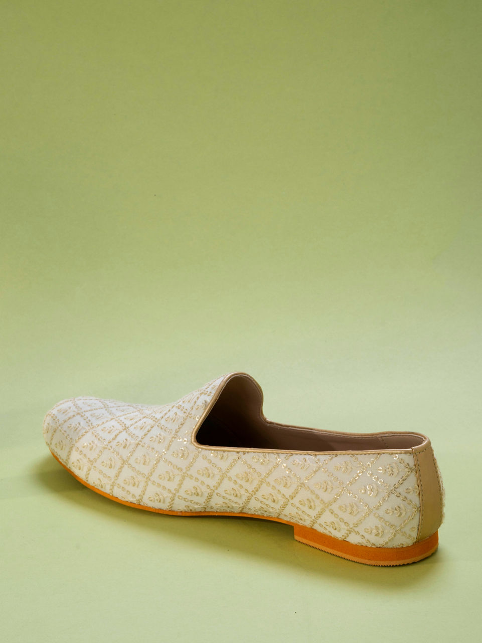 Manyavar Men Warm White Georgette Shoe