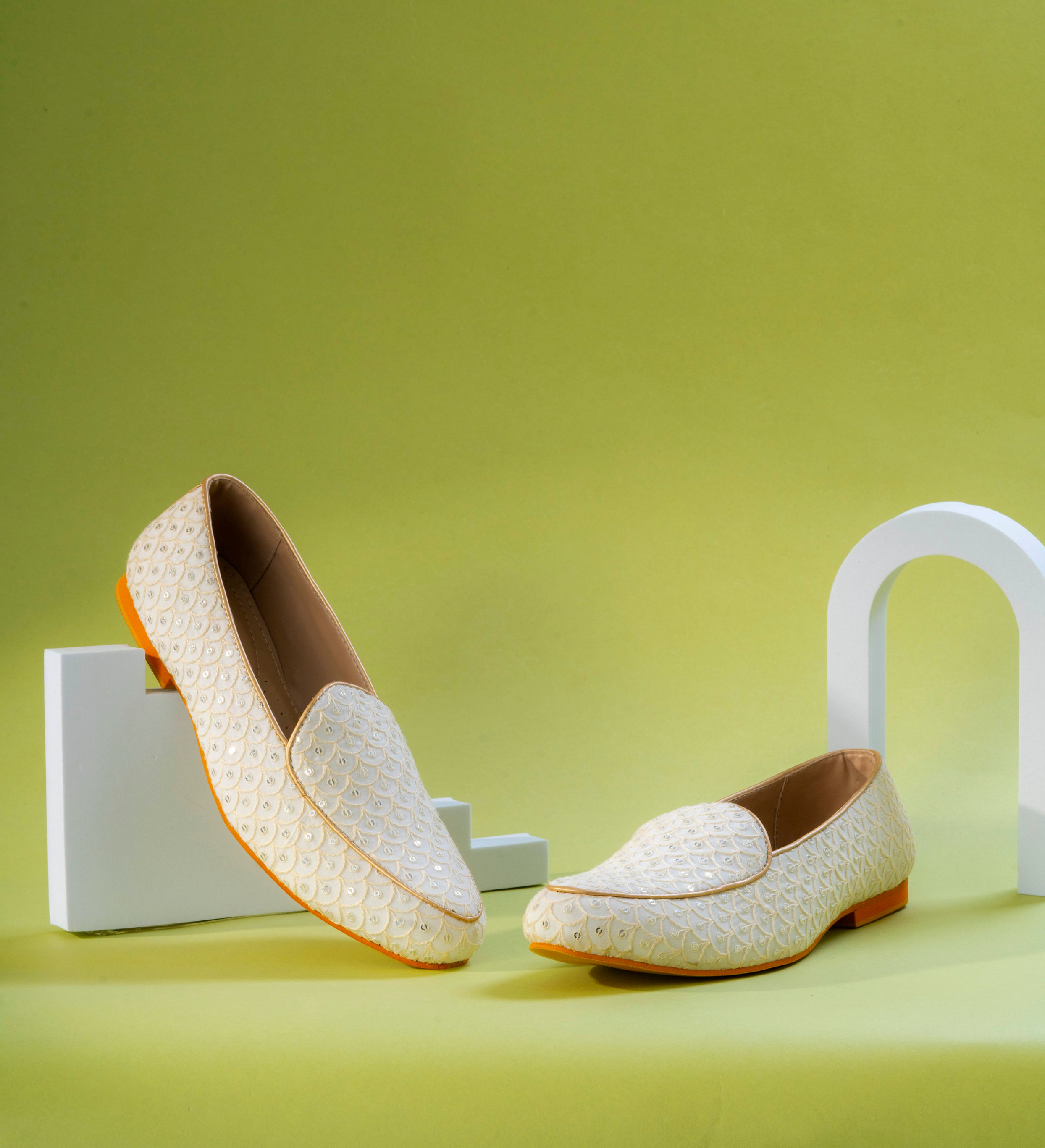 Manyavar Men Glamorous Georgette Cream Shoe