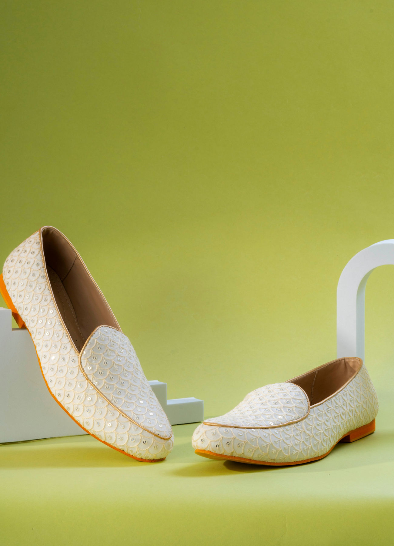 Manyavar Men Glamorous Georgette Cream Shoe