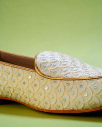 Manyavar Men Glamorous Georgette Cream Shoe