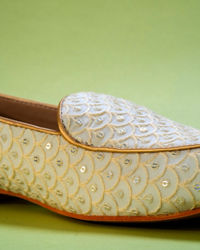 Manyavar Men Glamorous Georgette Cream Shoe