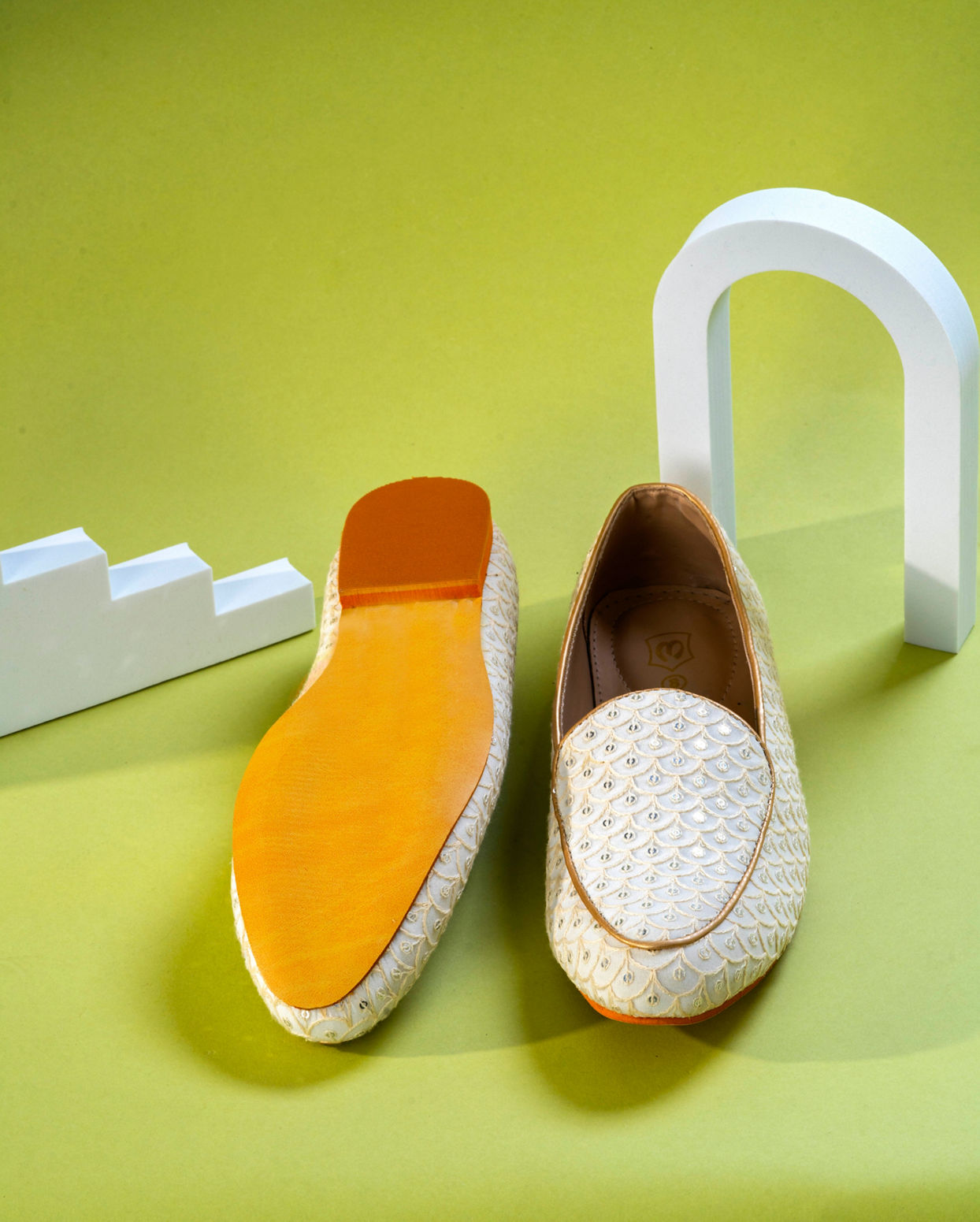 Manyavar Men Glamorous Georgette Cream Shoe