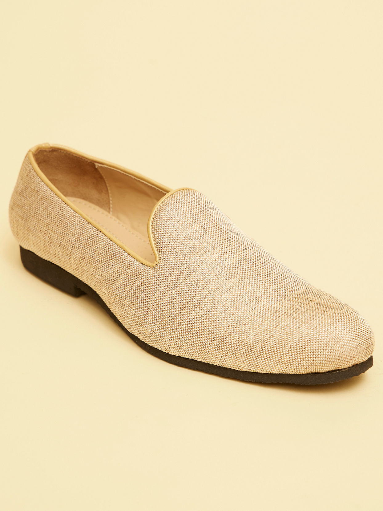 Manyavar Men Jute Beige Textured Loafer Style Loafers