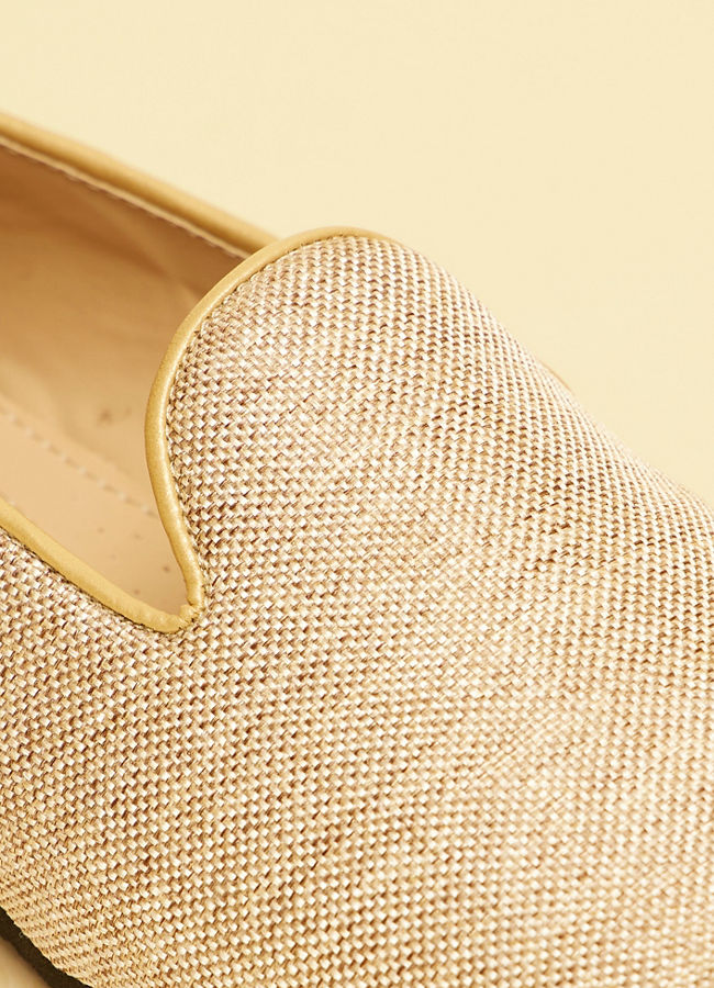 Manyavar Men Jute Beige Textured Loafer Style Jooti