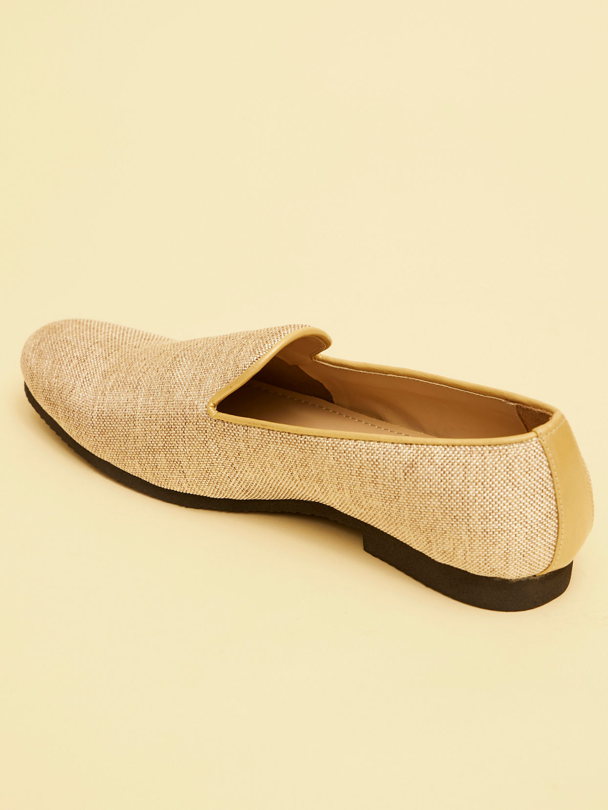 Manyavar Men Jute Beige Textured Loafer Style Loafers