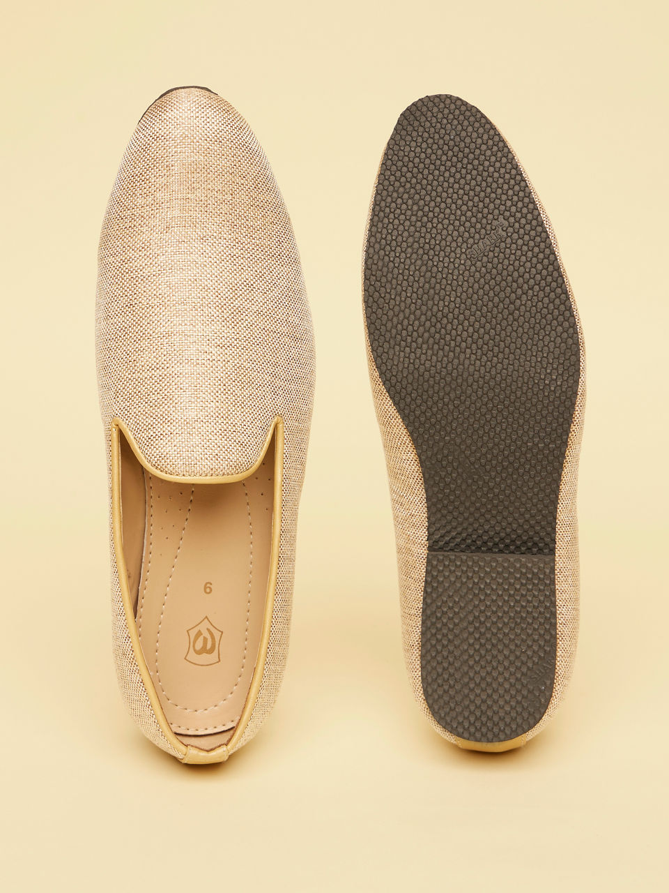 Manyavar Men Jute Beige Textured Loafer Style Jooti