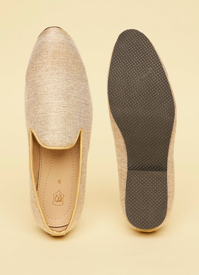 Manyavar Men Jute Beige Textured Loafer Style Loafers