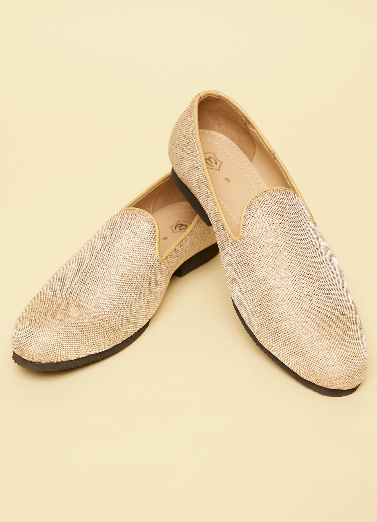 Manyavar Men Jute Beige Textured Loafer Style Loafers