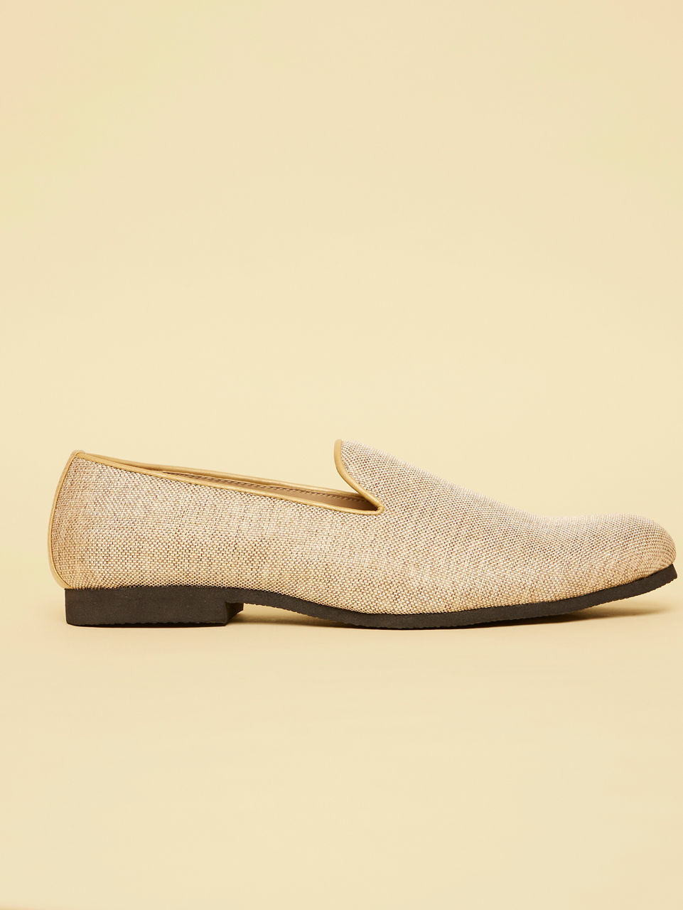 Manyavar Men Jute Beige Textured Loafer Style Jooti