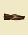 Manyavar Men Dark Brown Slip On Shoes with Cut Out Detail