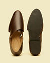 Manyavar Men Dark Brown Slip On Shoes with Cut Out Detail