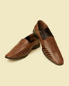 Manyavar Men Brown Ombre Faux Leather Shoe