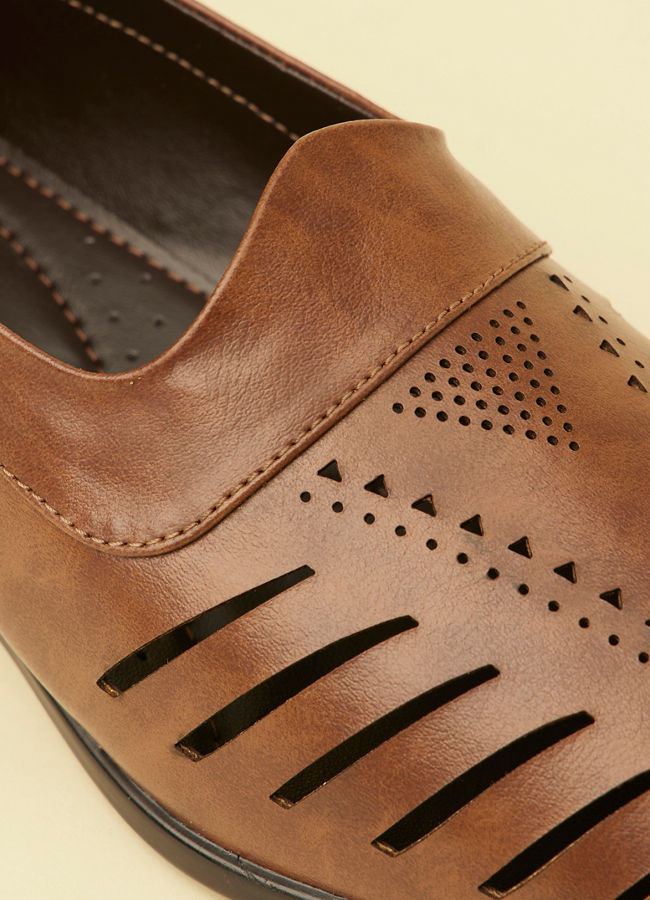 Manyavar Men Brown Ombre Faux Leather Shoe