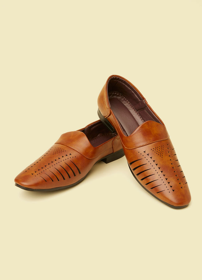 Manyavar Men Brown Faux Leather Shoes