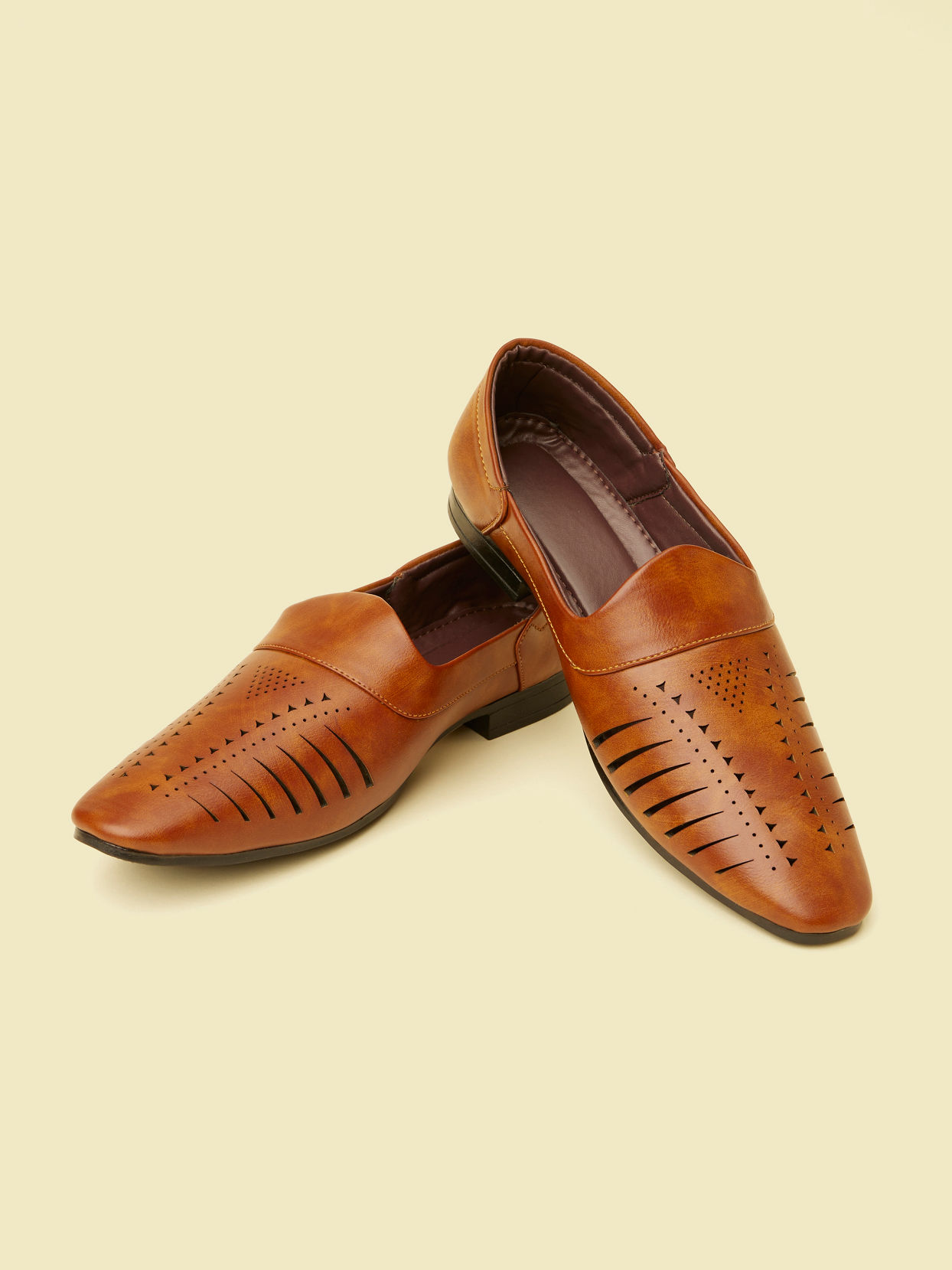 Manyavar Men Brown Faux Leather Shoes