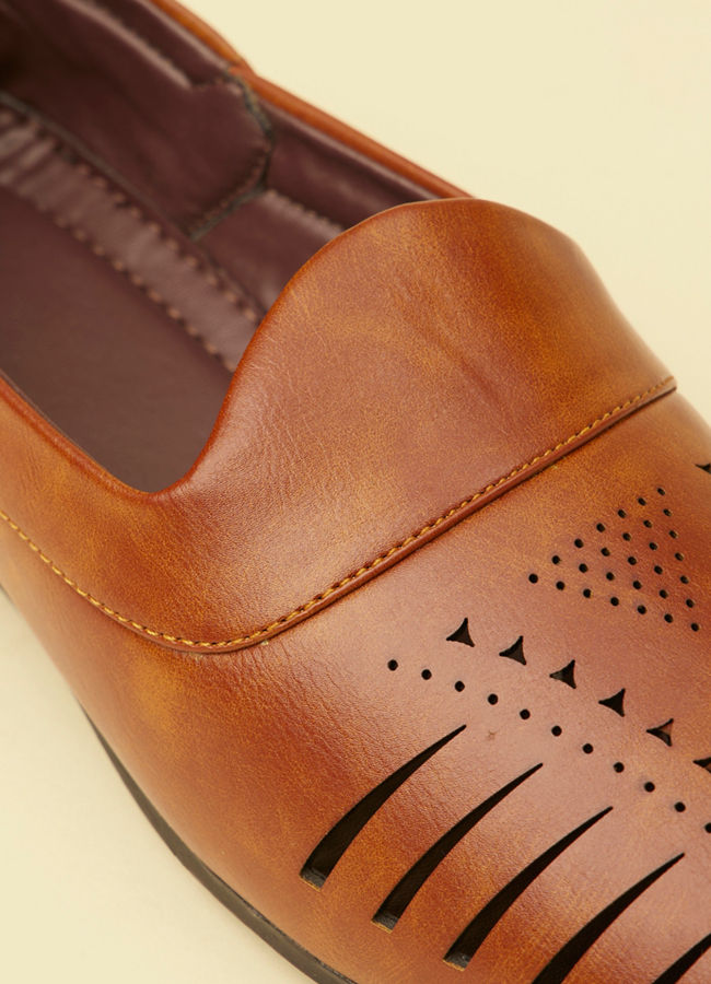 Manyavar Men Brown Faux Leather Shoes