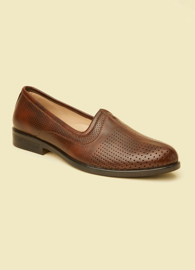 Manyavar Men Dark Brown Loafer Style Jutti