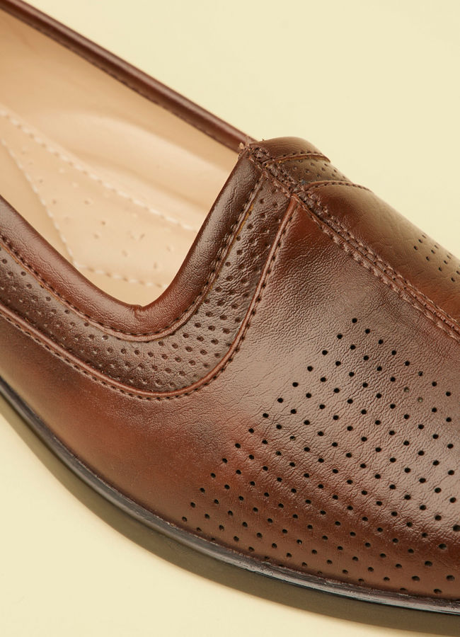 Manyavar Men Dark Brown Loafer Style Shoes