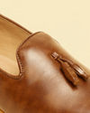 alt message - Manyavar Men Dark Brown Tasseled Loafer style jutti image number 1