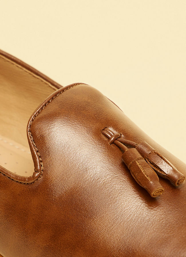 Manyavar Men Dark Brown Tasseled Loafer style Shoes