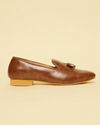 alt message - Manyavar Men Dark Brown Tasseled Loafer style jutti image number 3