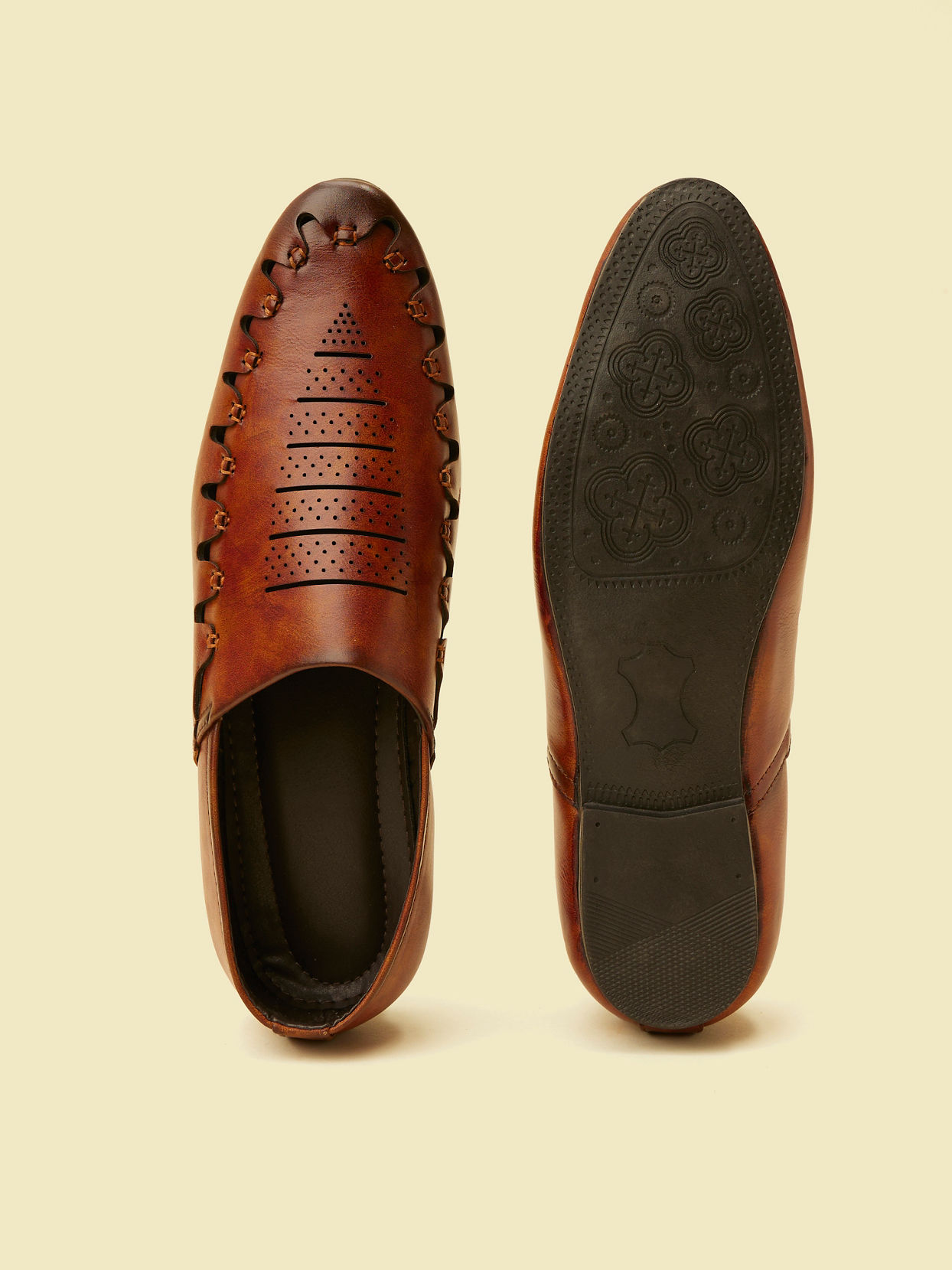 alt message - Manyavar Men Tan Loafer Style Shoes image number 4