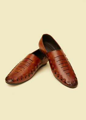 alt message - Manyavar Men Tan Loafer Style Shoes