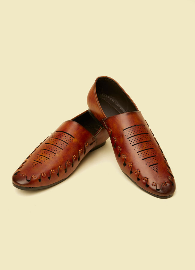 alt message - Manyavar Men Tan Loafer Style Shoes image number 0