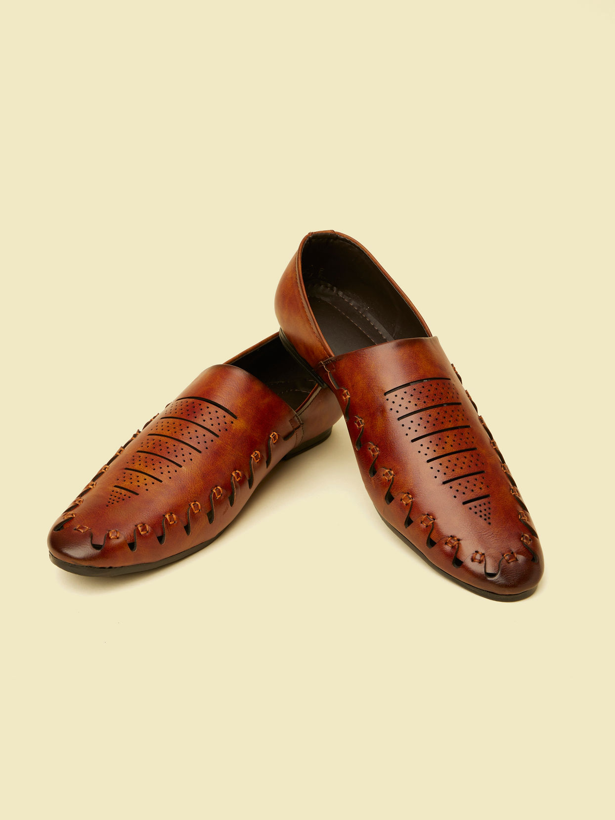 alt message - Manyavar Men Tan Loafer Style Shoes image number 0