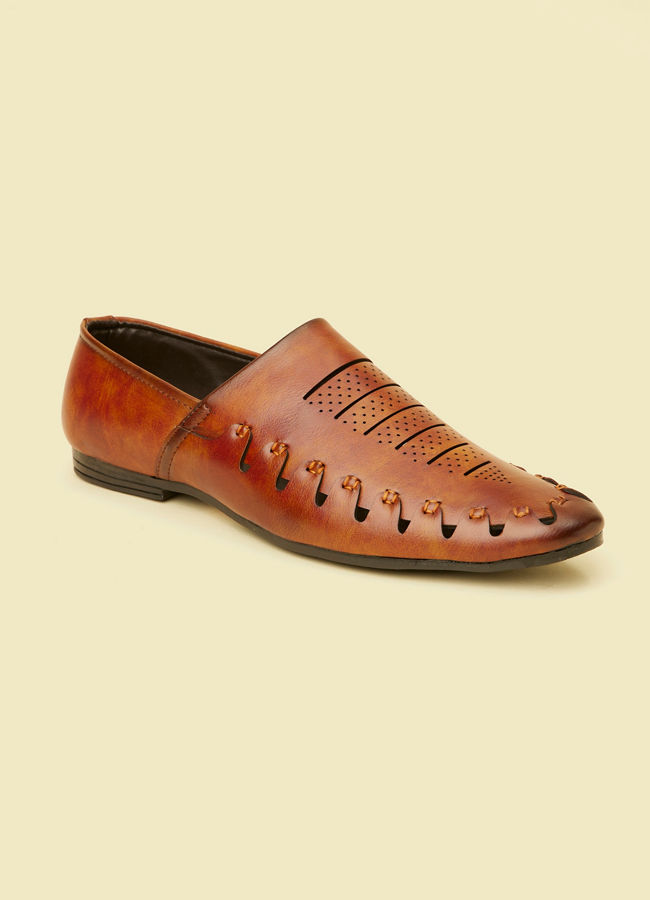 alt message - Manyavar Men Tan Loafer Style Shoes image number 2