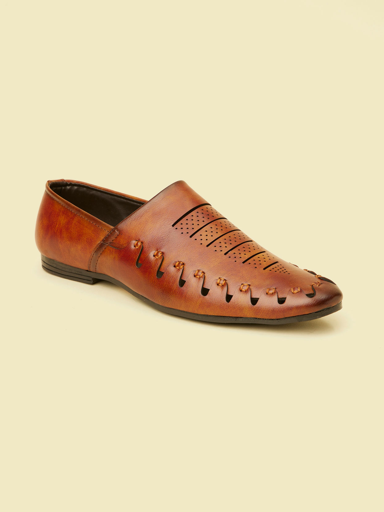 Manyavar Men Tan Loafer Style Shoes