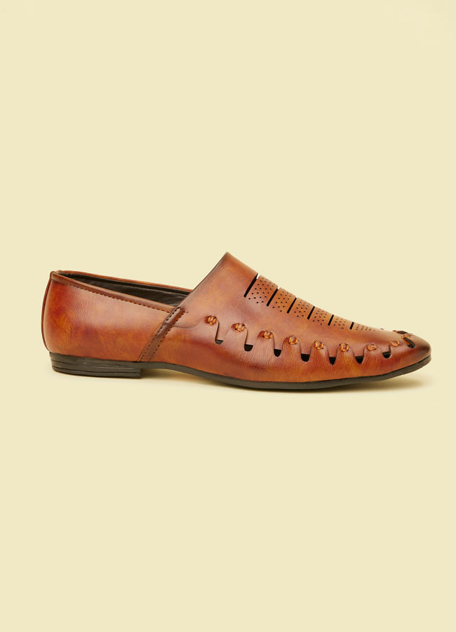 Manyavar Men Tan Loafer Style Shoes