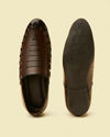 alt message - Manyavar Men Dark Brown Loafer Style Shoes image number 4