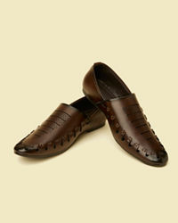 Manyavar Men Dark Brown Loafer Style Shoes